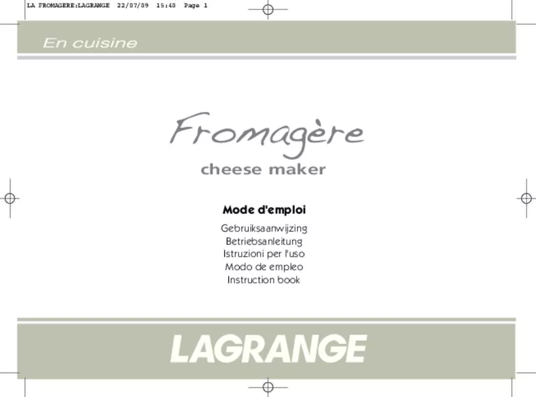 Mode d'emploi LAGRANGE FROMAGERE