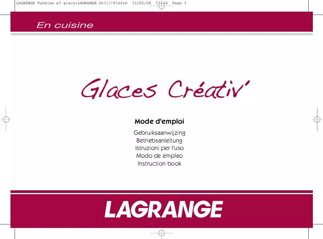 Mode d'emploi LAGRANGE GLACES CREATIV