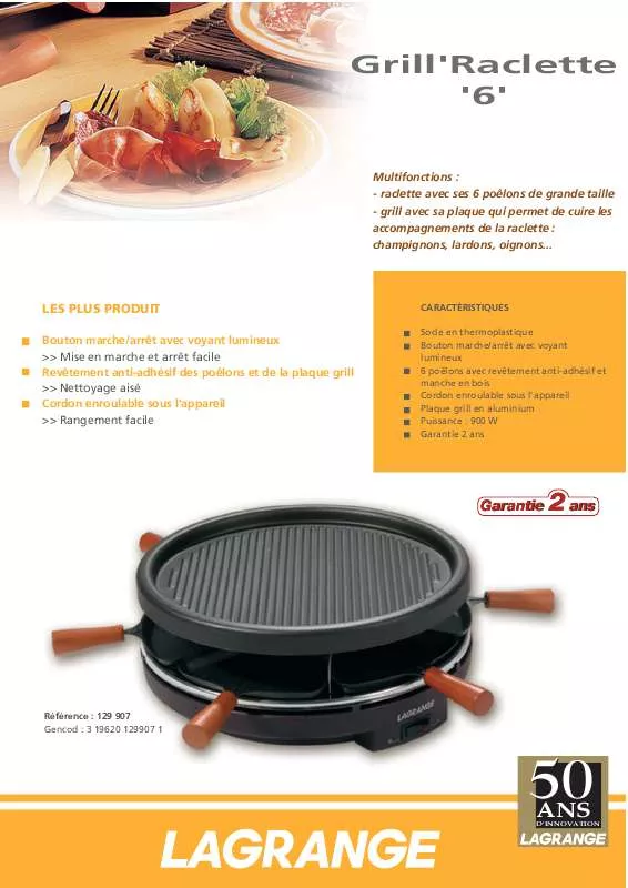 Mode d'emploi LAGRANGE GRILL RACLETTE 6