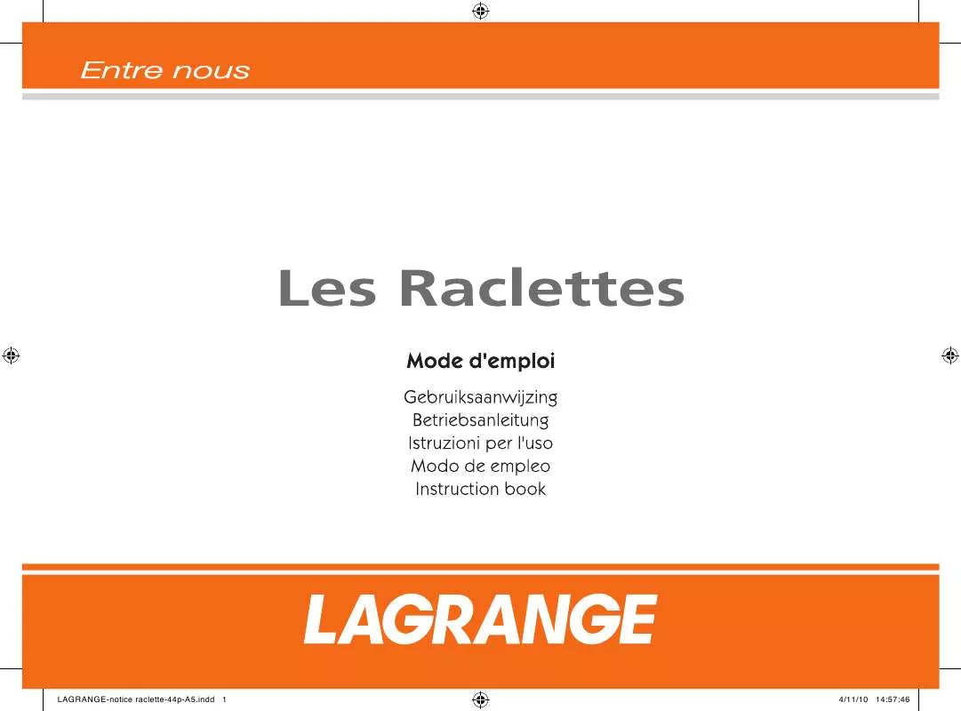 Mode d'emploi LAGRANGE LES RACLETTES