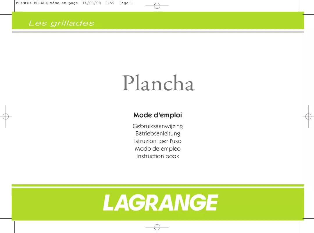 Mode d'emploi LAGRANGE PLANCHA