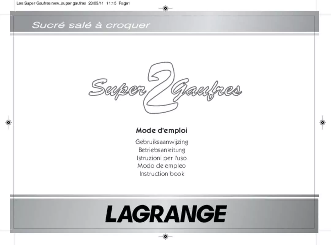 Mode d'emploi LAGRANGE SUPER 2 GAUFRES ET GAUFRETTES