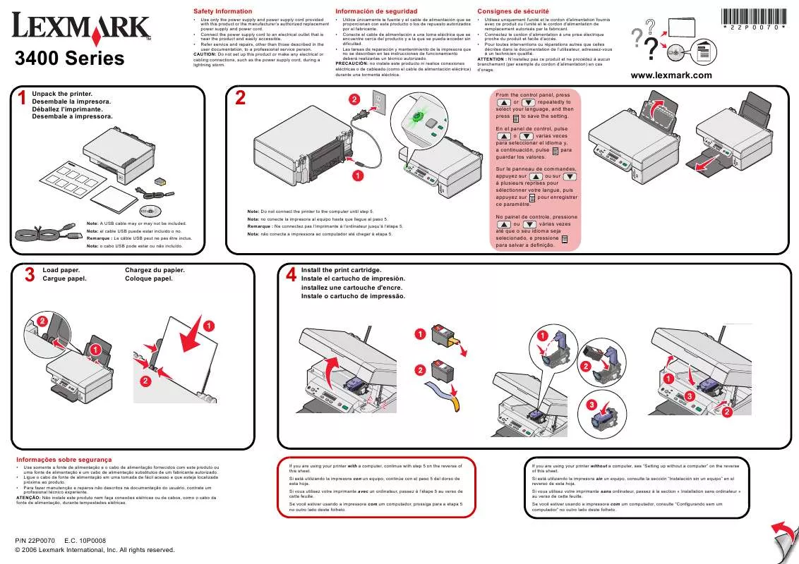 Mode d'emploi LEXMARK 3400