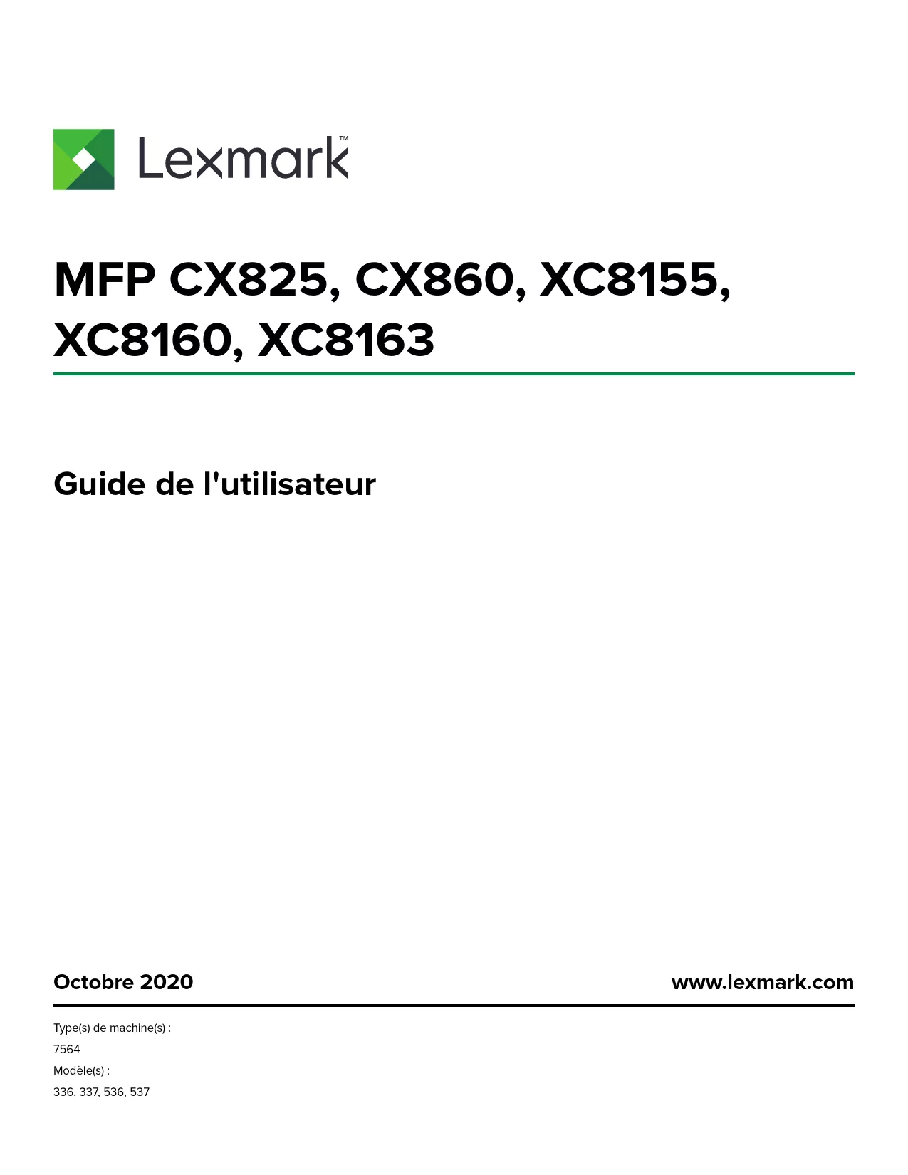 Mode d'emploi LEXMARK CX825