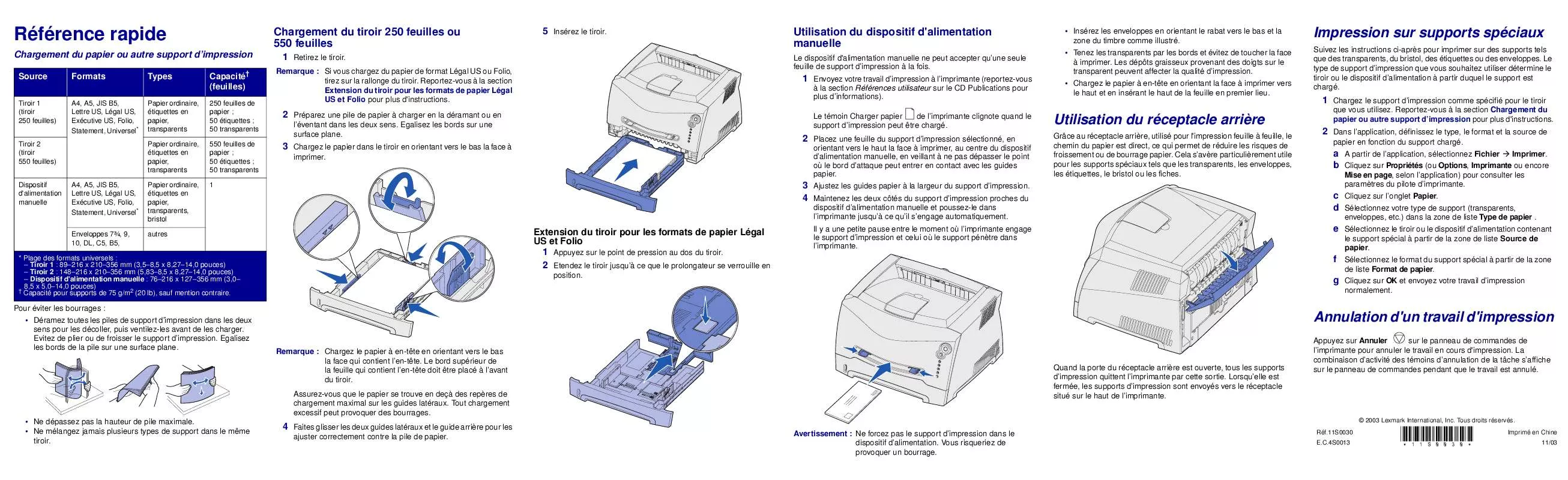 Mode d'emploi LEXMARK E234