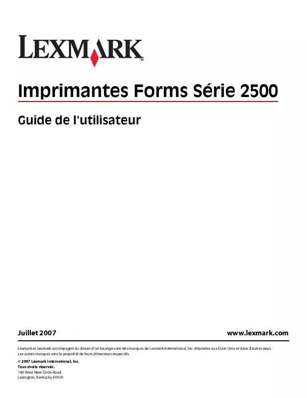 Mode d'emploi LEXMARK FORMS PRINTER 2500