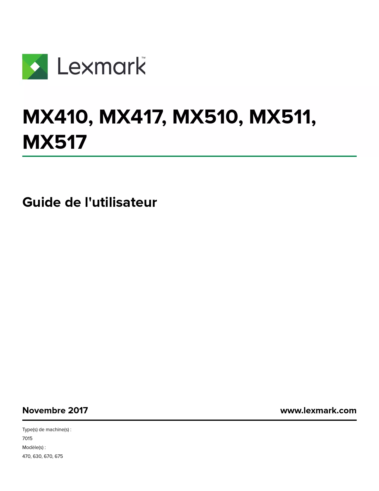 Mode d'emploi LEXMARK MX517DE