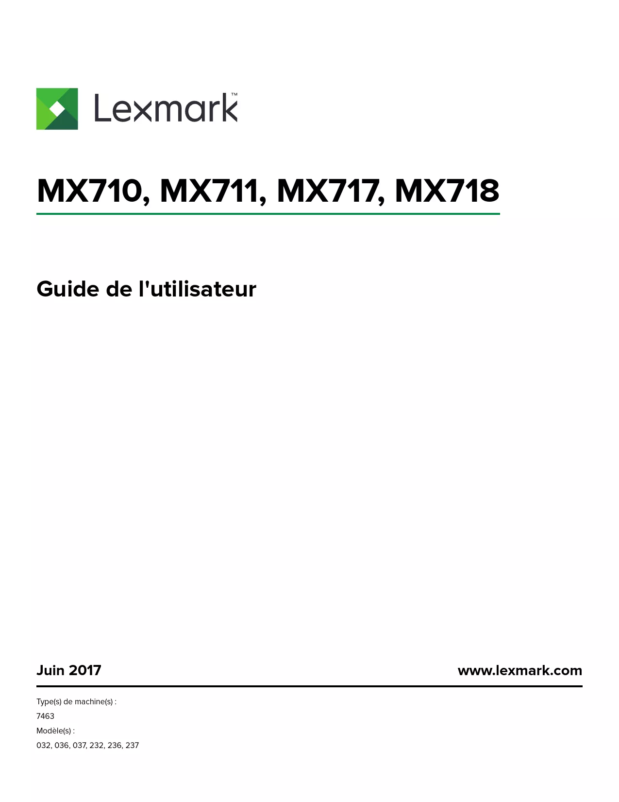 Mode d'emploi LEXMARK MX711D