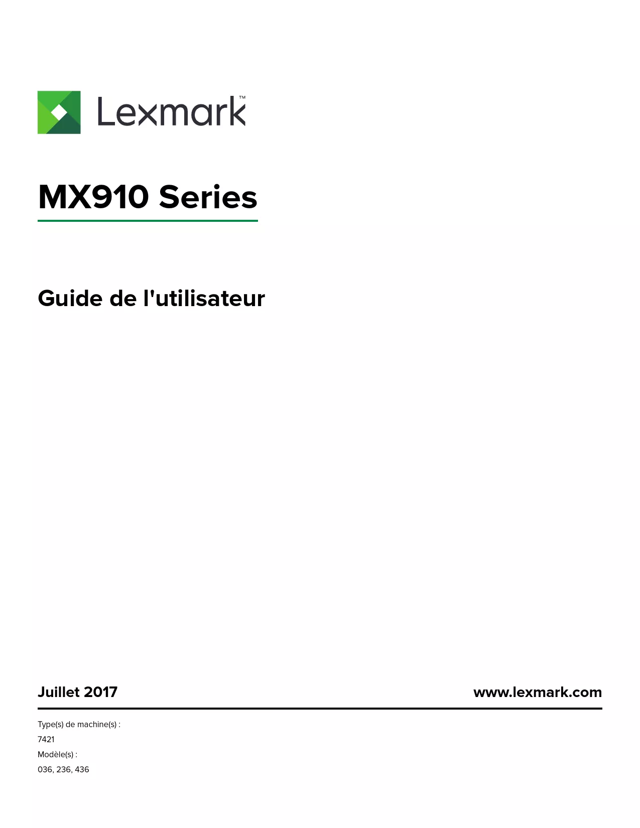 Mode d'emploi LEXMARK MX911DE