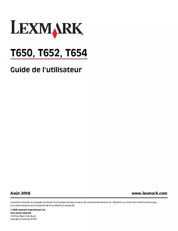 Mode d'emploi LEXMARK T650