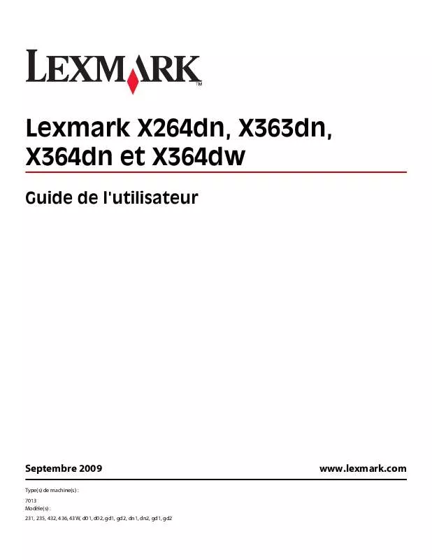 Mode d'emploi LEXMARK X364DW