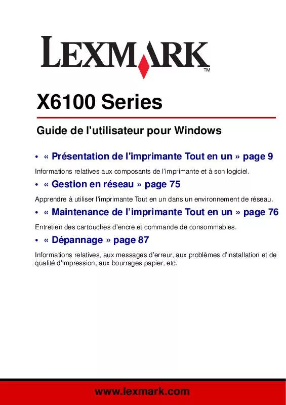 Mode d'emploi LEXMARK X6150