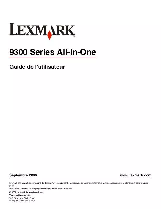 Mode d'emploi LEXMARK X9350