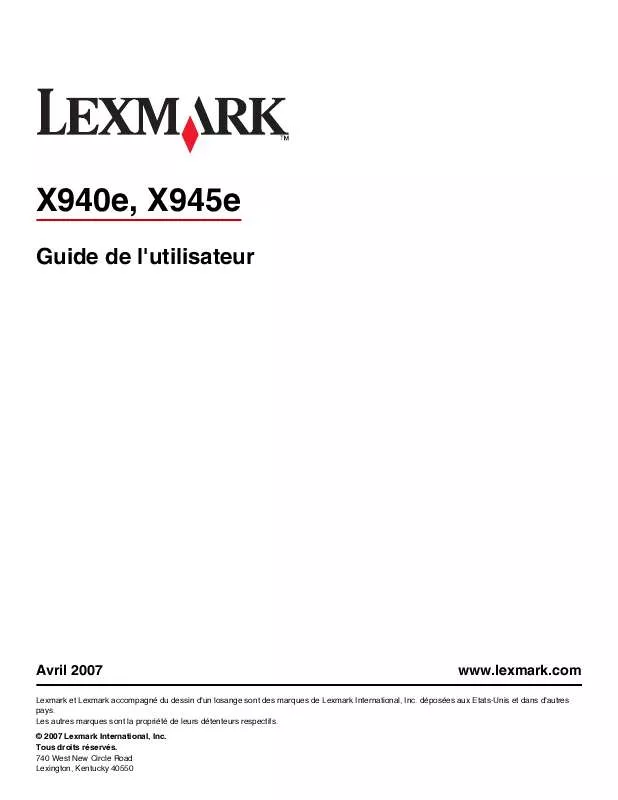 Mode d'emploi LEXMARK X945E