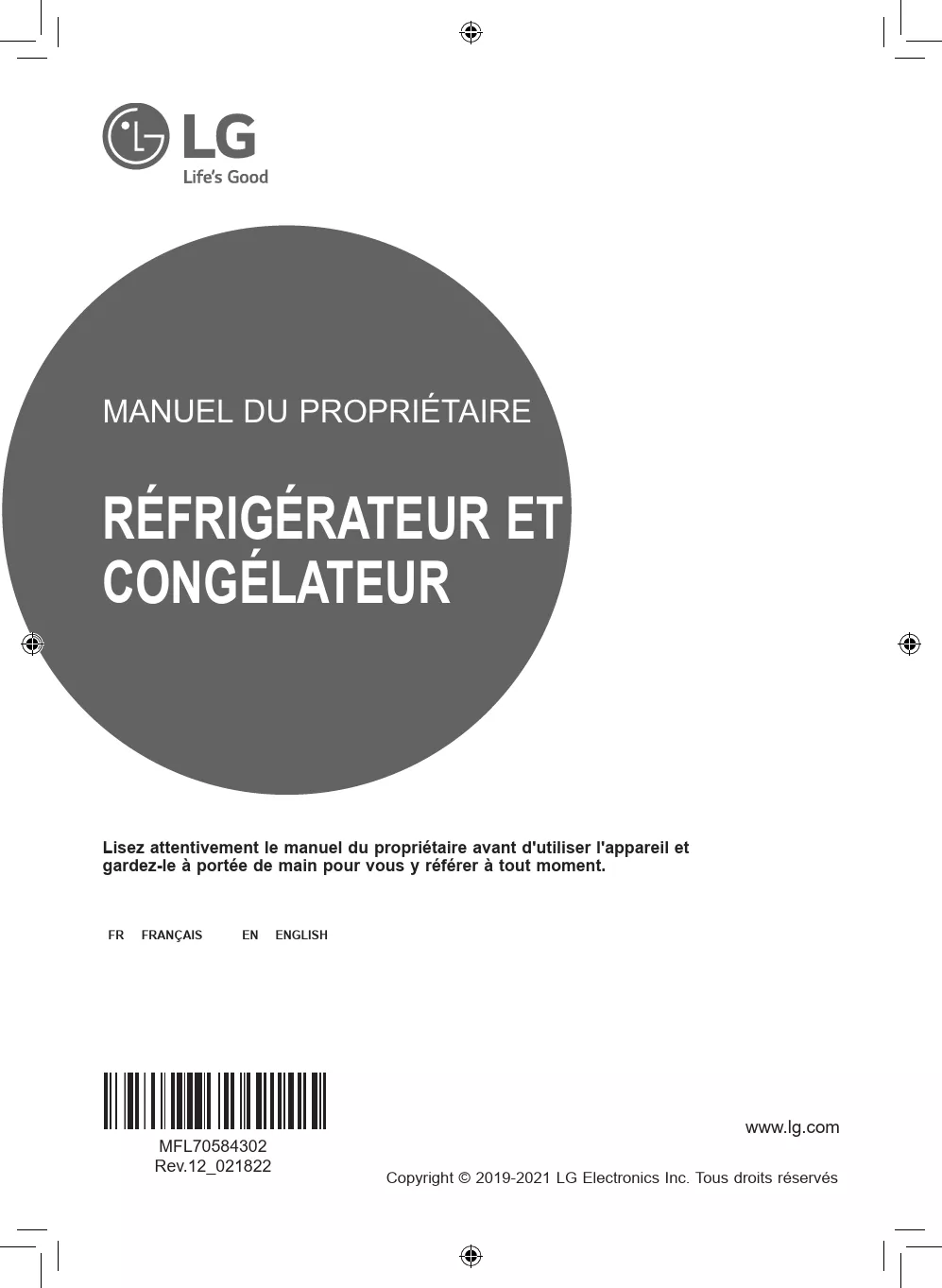 Mode d'emploi LG GBB72SWVGN