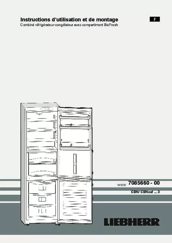 Mode d'emploi LIEBHERR CBNESF 3913 COMFORT BIOFRESH NOFROST