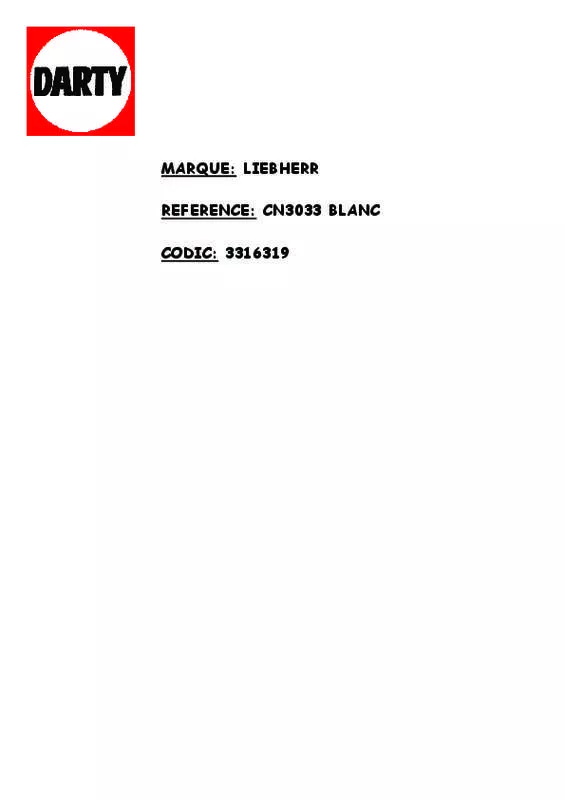 Mode d'emploi LIEBHERR CNSL3033