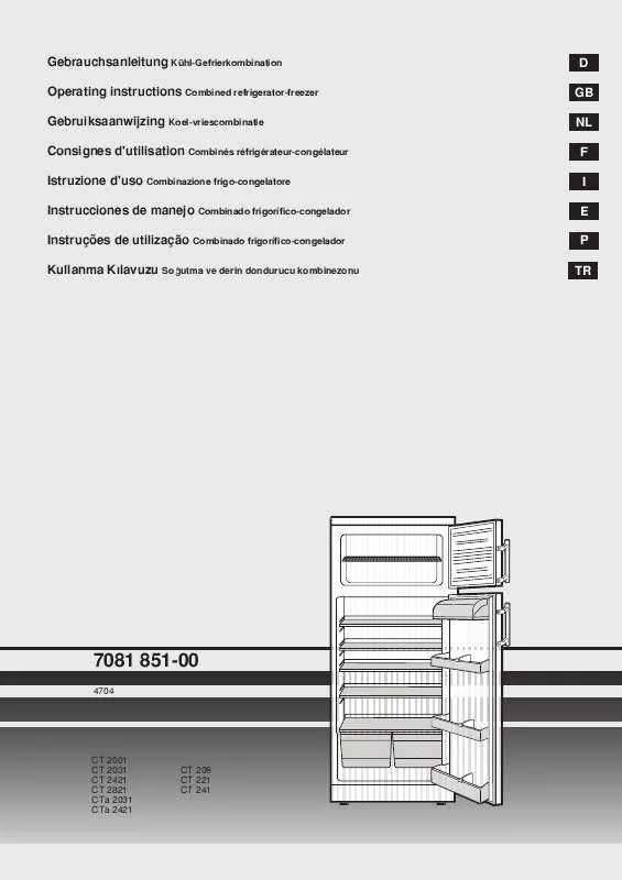 Mode d'emploi LIEBHERR CT 2031