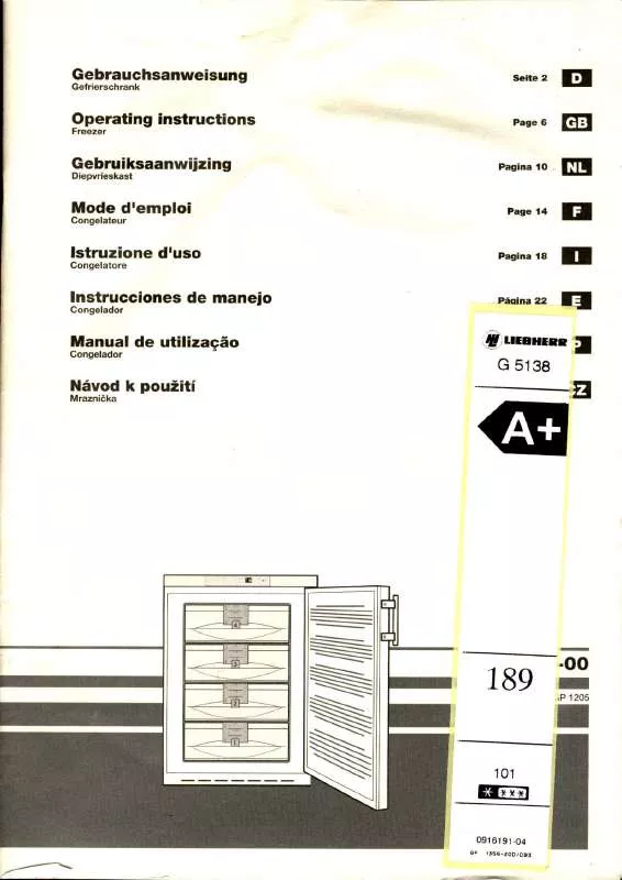 Mode d'emploi LIEBHERR G 5138