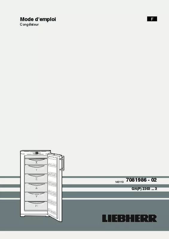 Mode d'emploi LIEBHERR GNP 2303 COMFORT NOFROST