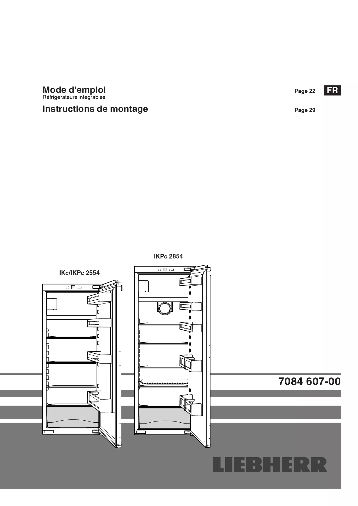 Mode d'emploi LIEBHERR IKPC 2554