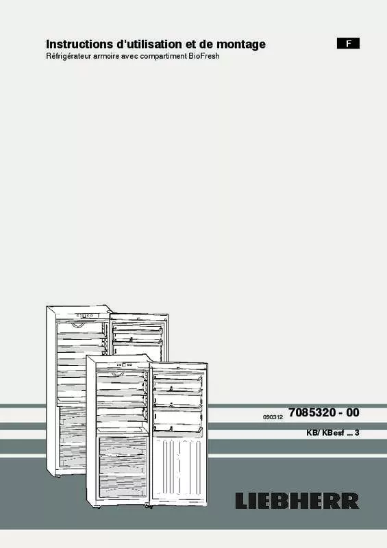 Mode d'emploi LIEBHERR KB 3610 COMFORT BIOFRESH