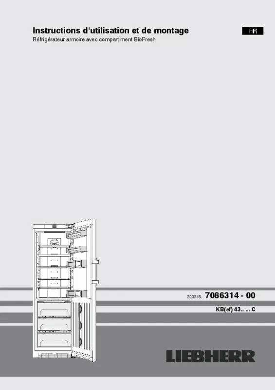 Mode d'emploi LIEBHERR KB 4310 BLU PERFORMANCE