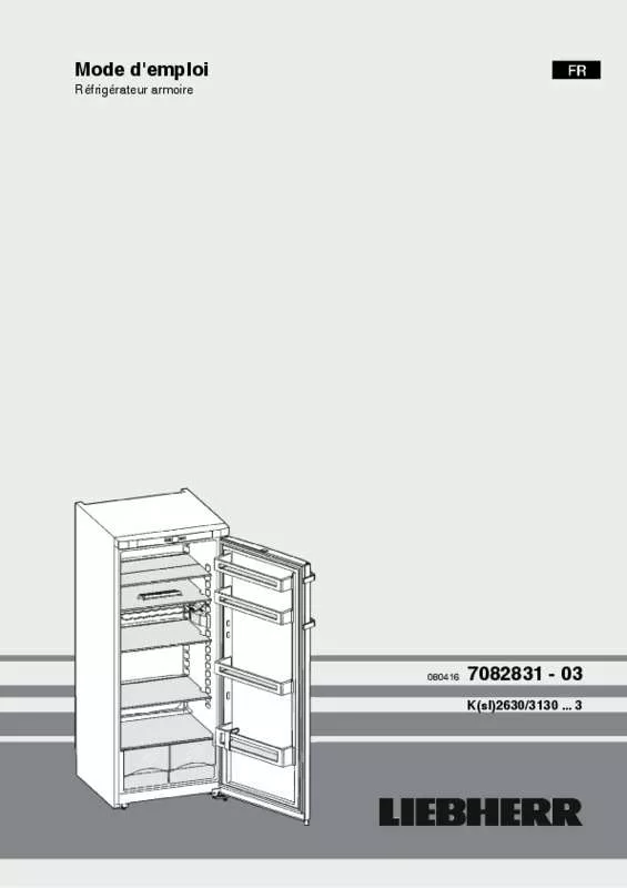 Mode d'emploi LIEBHERR KSL 3130