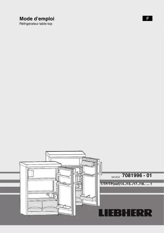 Mode d'emploi LIEBHERR TP 1434 COMFORT