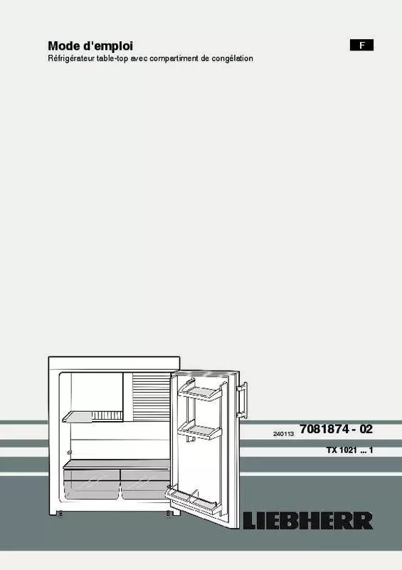 Mode d'emploi LIEBHERR TX1021-1 15J