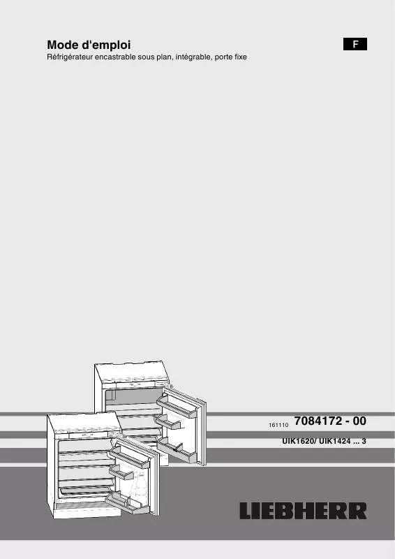 Mode d'emploi LIEBHERR UIK 1424 COMFORT