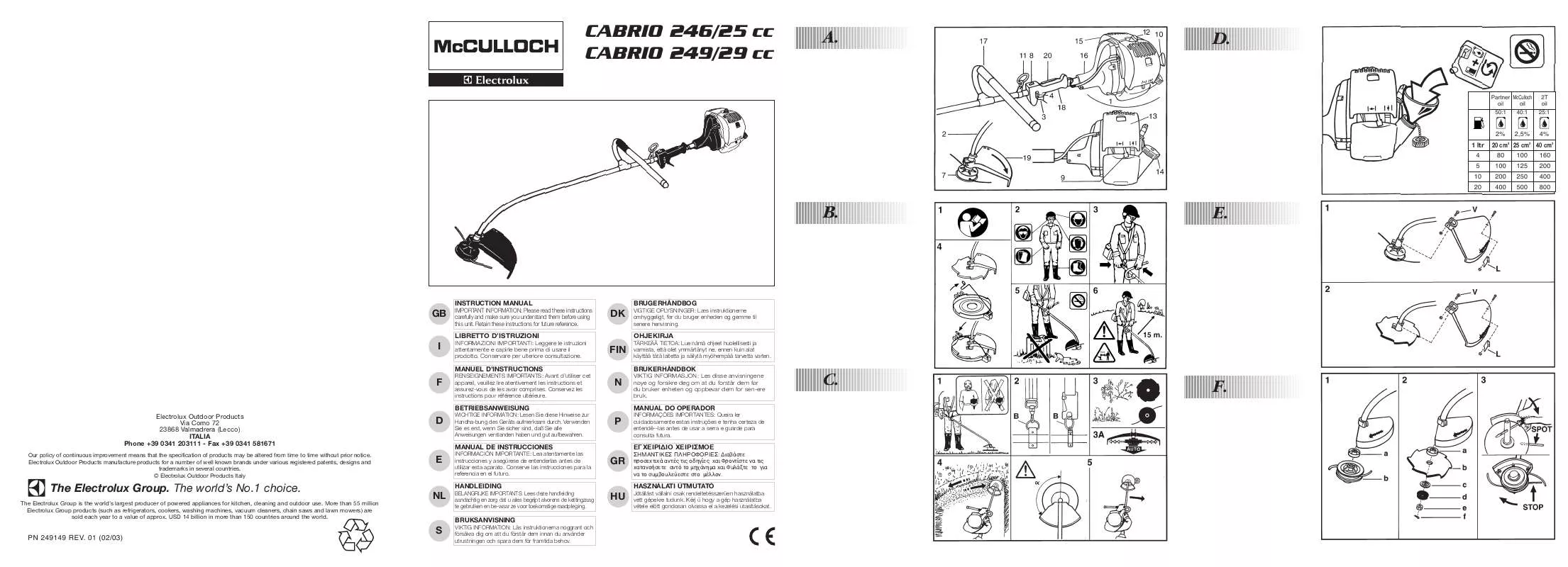 Mode d'emploi MCCULLOCH CABRIO 246 TRIMMER