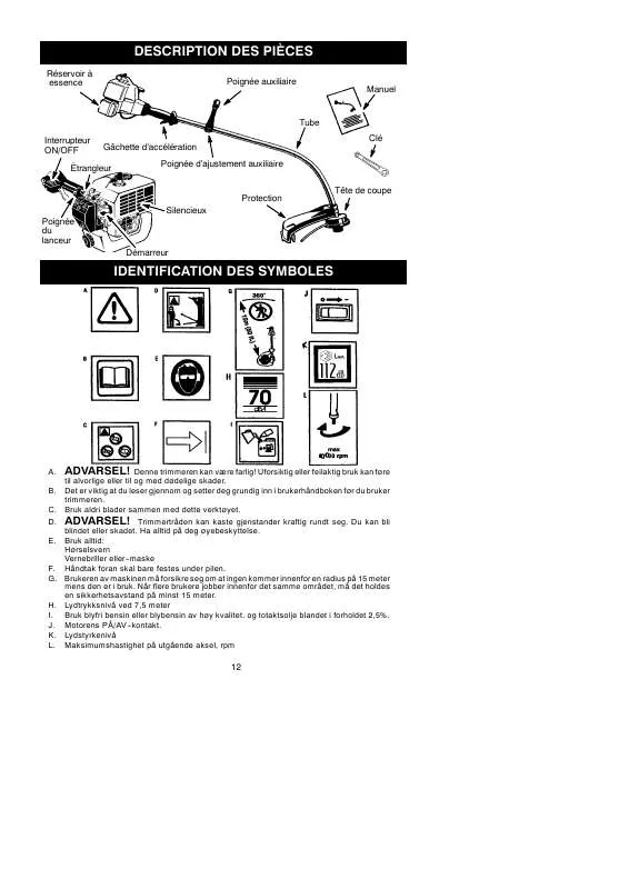 Mode d'emploi MCCULLOCH TRIMMAC 210, 21CC