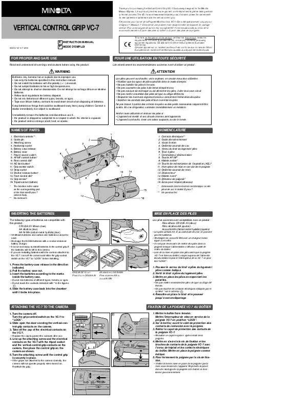 Mode d'emploi MINOLTA VC-7