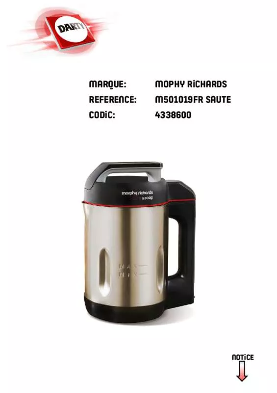 Mode d'emploi MORPHY RICHARDS M501019FR - SAUTE & SOUP