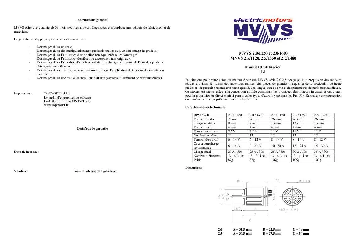 Mode d'emploi MVVS 2.5-1480