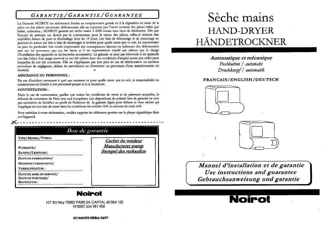 Mode d'emploi NOIROT 2510