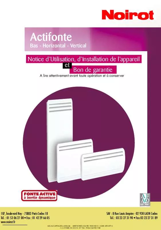 Mode d'emploi NOIROT ACTIFONTE