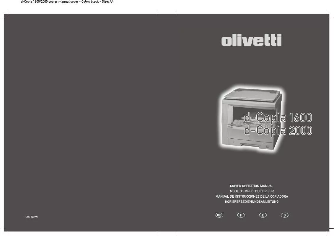 Mode d'emploi OLIVETTI D-COPIA 1600