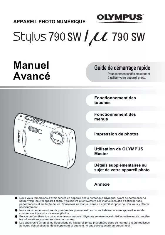 Mode d'emploi OLYMPUS Μ 790SW