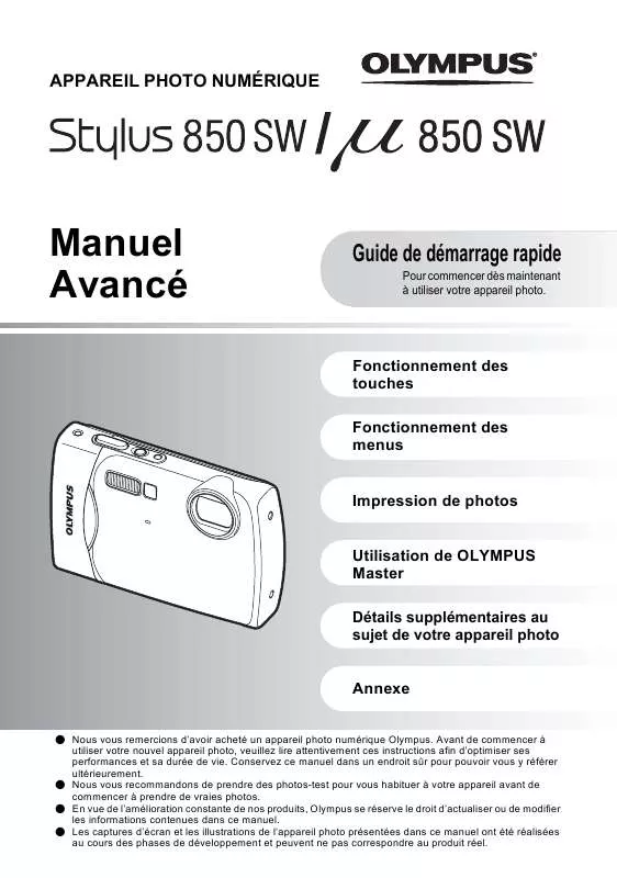 Mode d'emploi OLYMPUS Μ 850SW