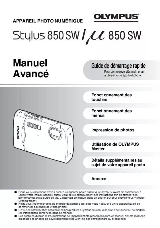 Mode d'emploi OLYMPUS Μ 850 SW