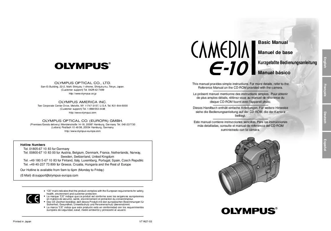 Mode d'emploi OLYMPUS CAMEDIA E-10