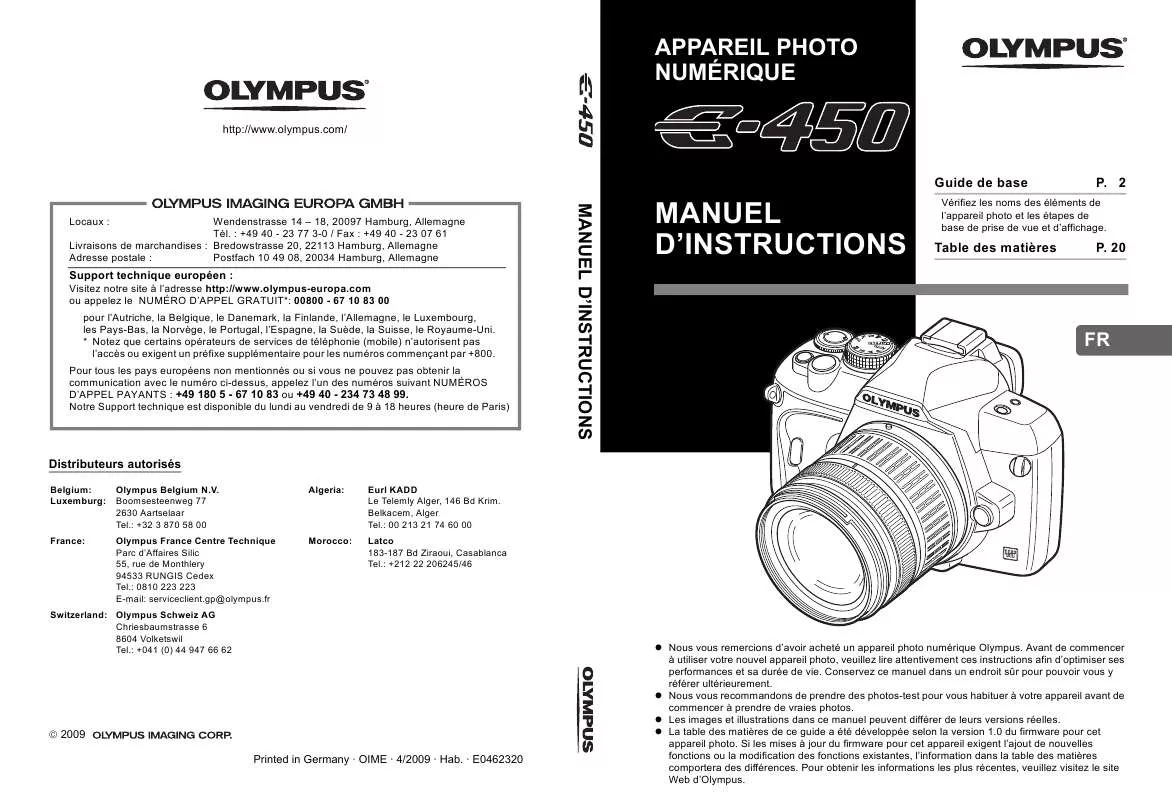 Mode d'emploi OLYMPUS E-450