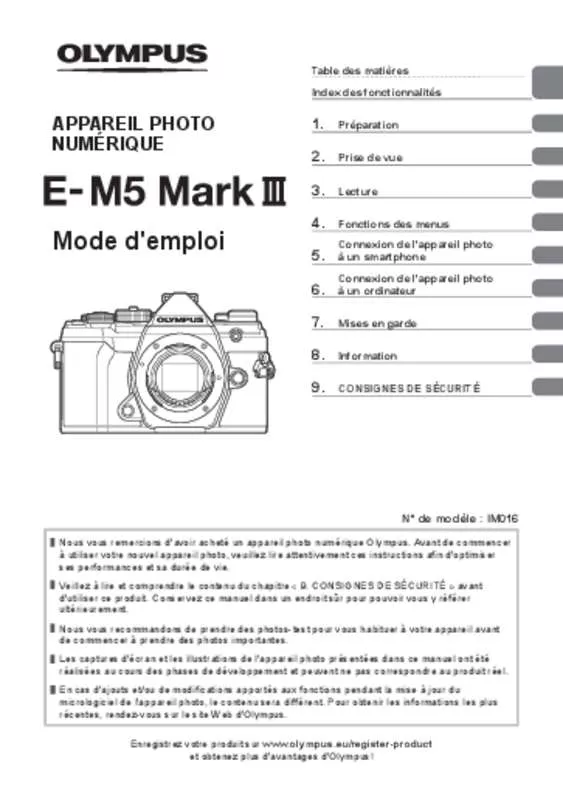 Mode d'emploi OLYMPUS E-M5 MARK III