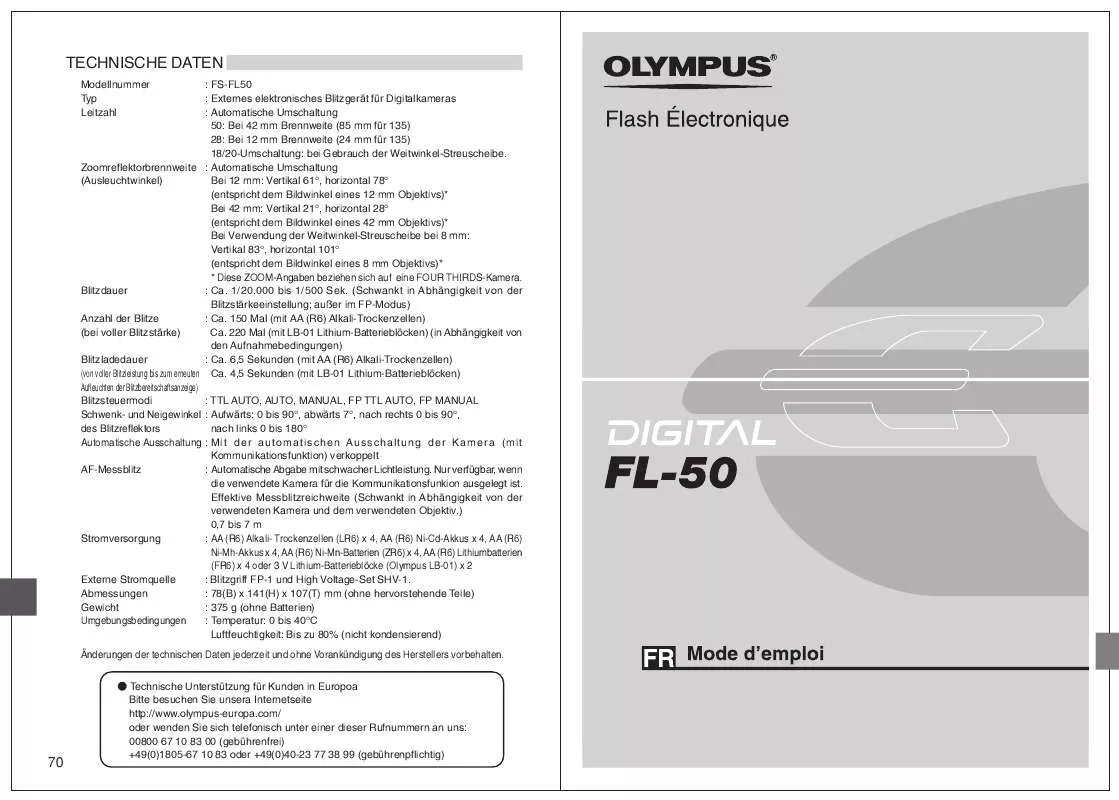 Mode d'emploi OLYMPUS FL-50