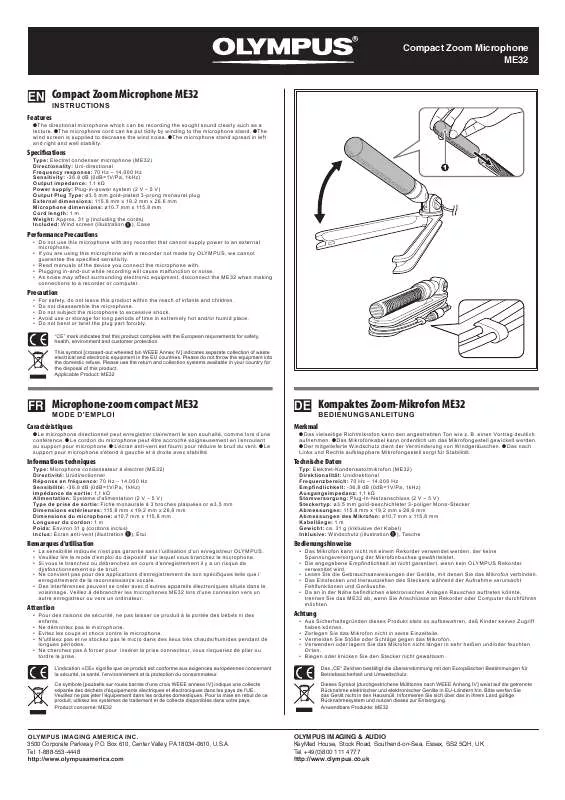 Mode d'emploi OLYMPUS ME-32