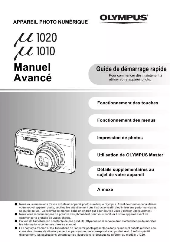 Mode d'emploi OLYMPUS MJU 1010