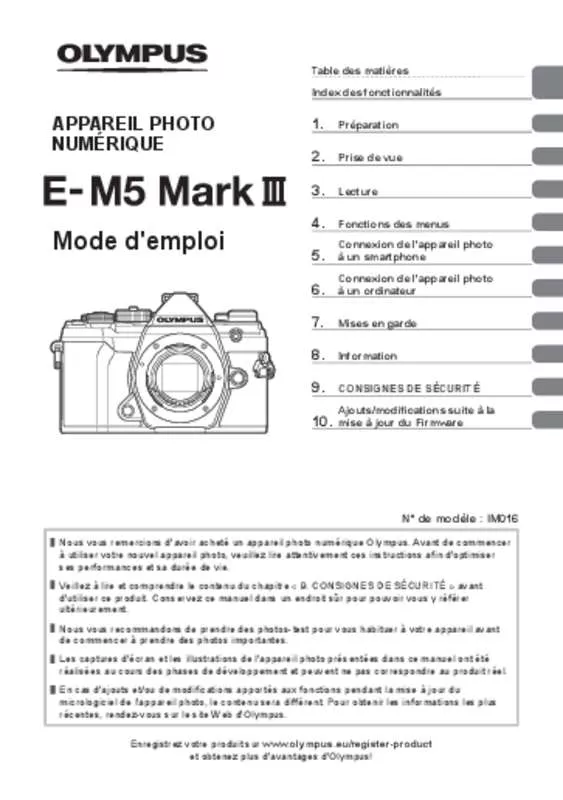Mode d'emploi OLYMPUS OM-D E-M5 MARK III