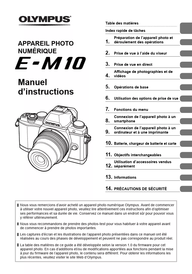 Mode d'emploi OLYMPUS PFD E-M10 MII S